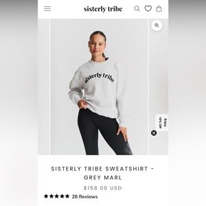 Sisterly Tribe Organic Cotton Grey Marl Embroidered Crewneck Sweatshirt Fleece S